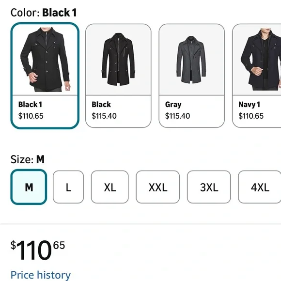 Men’s Wool/Polyester Blend Black Coat - Picture 12 of 15